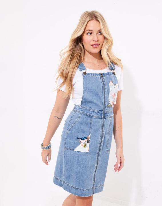 Actual product image Joe Browns Floral Zip-Front Denim Pinafore (44)