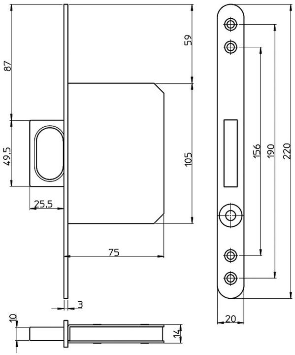 Actual product image SSF Push-in spring handles for sliding doors (Mortise lock)