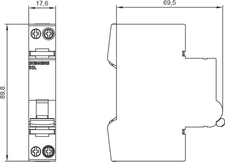 Actual product image Siemens 5SL6010-6 CABLE PROTECTION SWITCH 230V 6KA 1+N-pole.