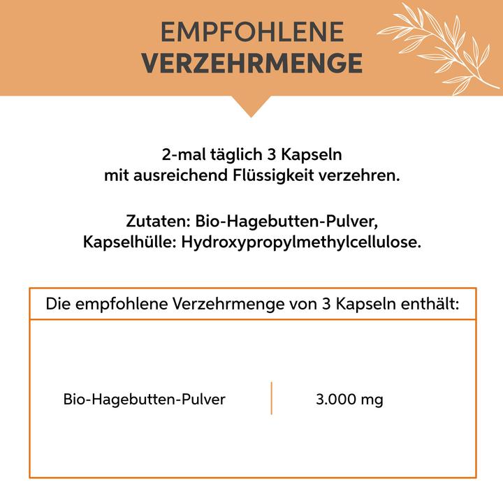 Valeurs nutritives et ingrédients Eltabia Gélules de cynorrhodon bio 100 (100 pièce(s), Capsules)