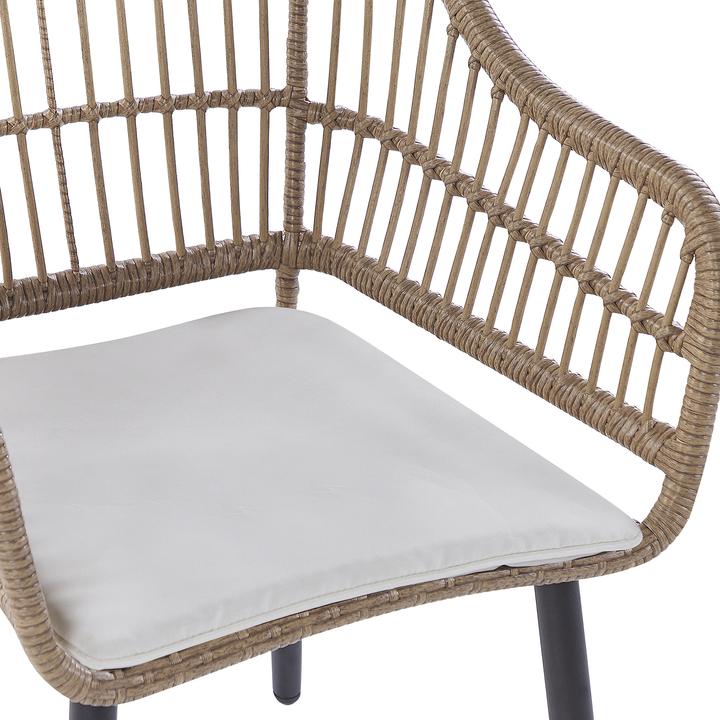 Actual product image Beliani Garden Furniture Set Rattan Natural 6-Seater Cushions Beige ALIANO II (159 cm)