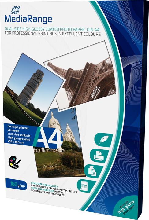 Actual product image MediaRange Dual-side high-glossy photo paper (160 g/m², A4, 50 x)