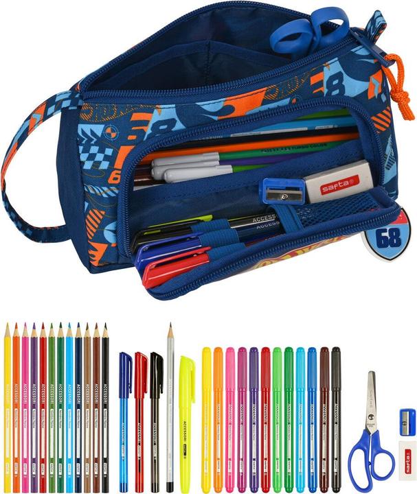 Actual product image Safta Pencil case with accessories Hot Wheels Speed club Orange 20 x 11 x 8.5 cm (32 pieces)
