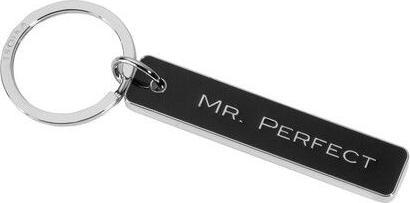 Troika MR PERFECT Schlüsselanhänger mit Schriftzug "Mr. Perfect", glänzend grau/schwarz