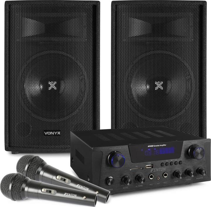 Produktbild Vonyx Singen Sie einfach Karaoke -Set für Erwachsene mit Bluetooth und 2 Mikrofonen - 500W