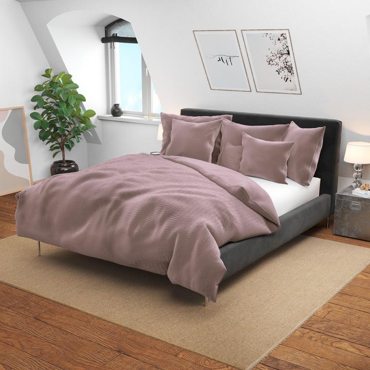Image du produit Lotus Bettwaren Parure de lit en satin seersucker uni (Housse de couette, 200 x 210 cm)