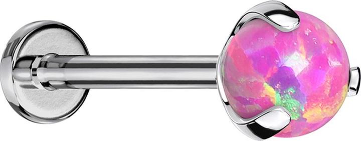 Image du produit Star Piercing Labret Micro Threadless argenté avec boule opale rose sertie (Titane G23, sans laiton)