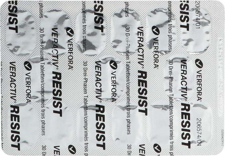 Valori nutrizionali e ingredienti Veractiv Resist3 Compresse Trifasiche 30 Capsule (30 Pezzo/i, Pillole, 64 g)