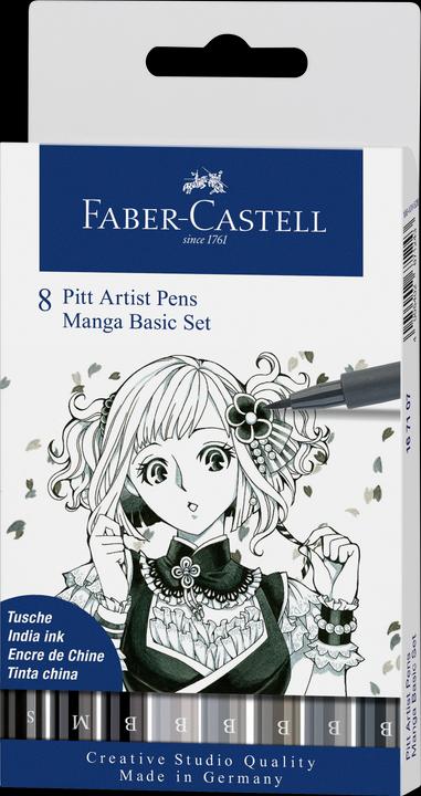 Image du produit Faber-Castell Stylo d'artiste MANGA Pitt (Noir, Gris, 8 x)