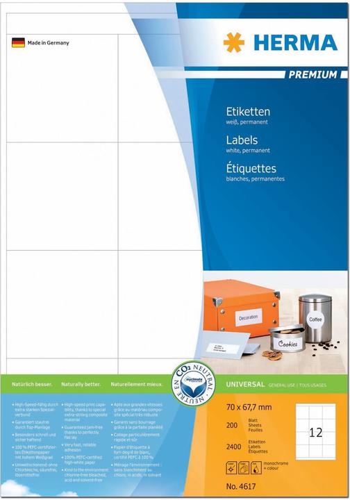 Produktbild HERMA Universal Etiketten A4