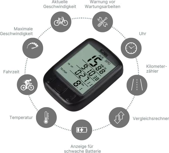 Immagine prodotto Hermex Sunding Velocomputer computer per bici tachimetro per bici computer per bici