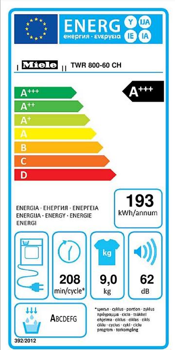 Energie-Label Miele TWR 800-60 CH (9 kg, Links)