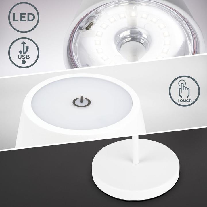 Image du produit B.K.Licht Lampe de table LED rechargeable, blanc, 1x platine LED/2,6W (240 lm)