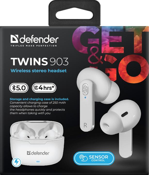 Actual product image Defender Bluetooth headphones TWINS 903 white (ANC, 4 h, Wireless)
