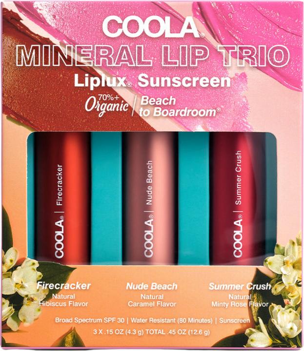Coola Suncare Liplux Organic Tinted Mineral Lip Sunscreen Trio