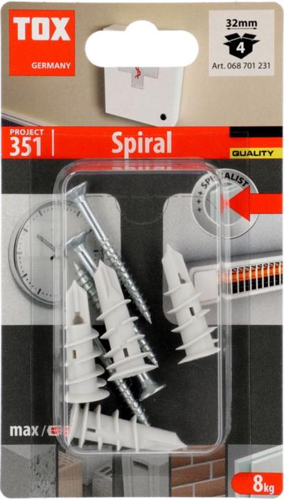 Image du produit Tox Ancrage pour plaque de plâtre 32 S, vis incluse, 4 pièces (4 pcs)