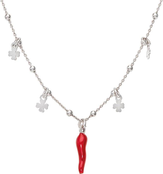 Amen Lucky Horn and Quatrefoil Halskette (Silber 925)