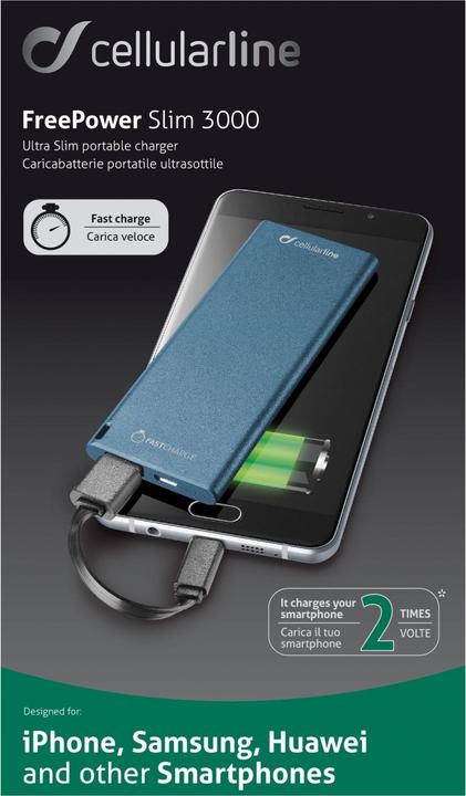 Produktbild Cellularline Freepower Slim (3000 mAh, 10 W, 11.10 Wh)