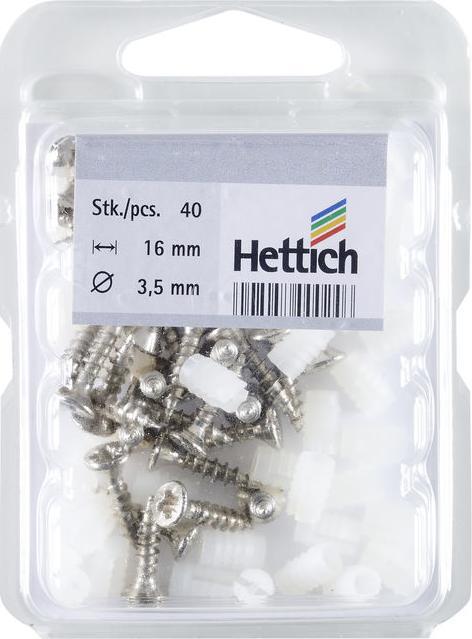 Image du produit Hettich Spreizmuffe m. Topfbefestigungsschraube fr Scharniere, 5mm / 3,5 x 13 mm, 40 Stck (40 pcs)