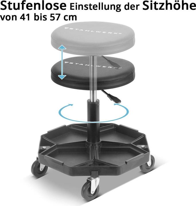 Image du produit Stahlwerk Tabouret d'atelier WRH-57 ST noir avec capacité de charge de 120 kg Siège d'atelier (1 x)