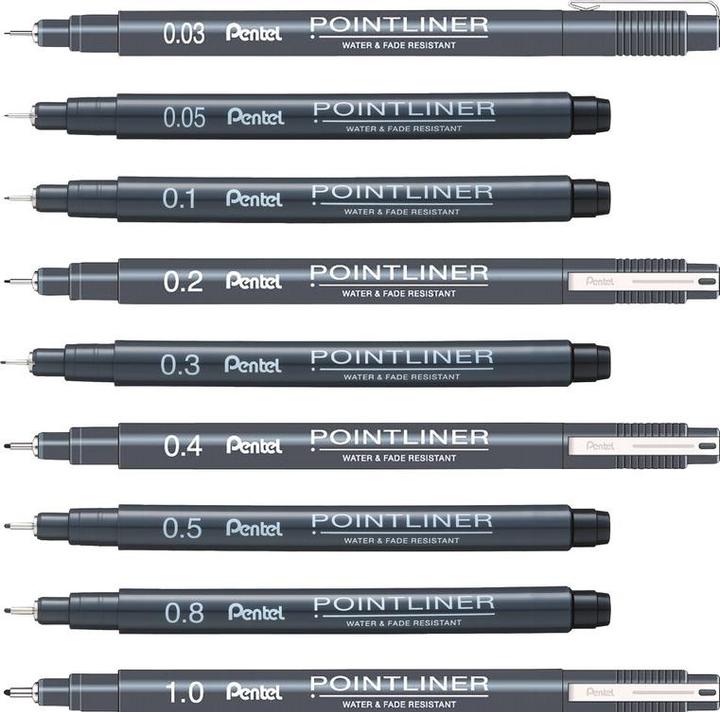 Produktbild Pentel PentelArts Permanent Fineliner Pointliner, schwarz, 0,1 mm (Schwarz, 1 x)