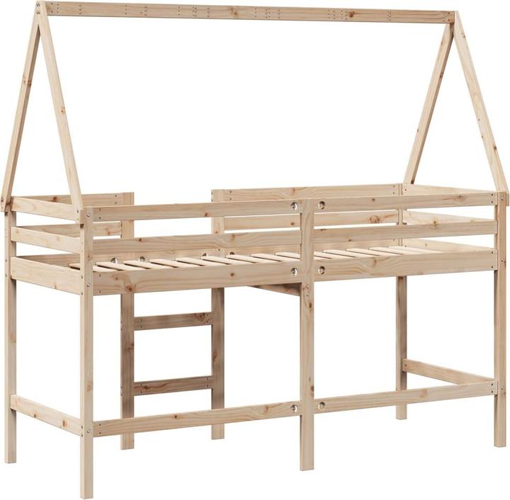 Image du produit VidaXL Lit surélevé avec échelle Toit Lit d'enfant Lit de jeu 90x190cm bois massif (90 x 190 cm)