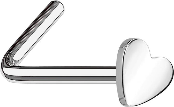 Image du produit Star Piercing Clou de nez coudé argent avec coeur (Titane G23, sans laiton)