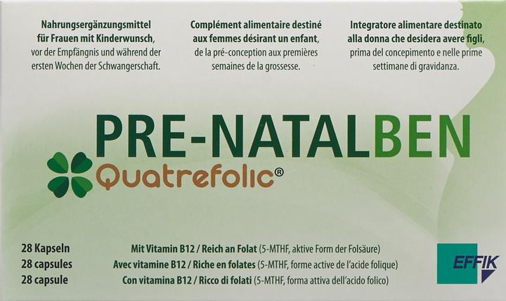Nährwerte und Zutaten Natalben Quatrefolic (28 Stück, Kapseln, 28 g)