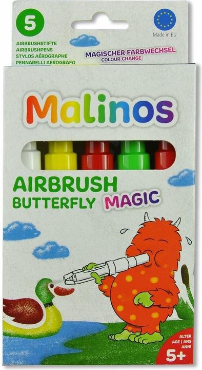 Produktbild Malinos Airbrush Stifte Magic Butterfly 5Farben+Schablone 5+ (multicolour, 5 x)
