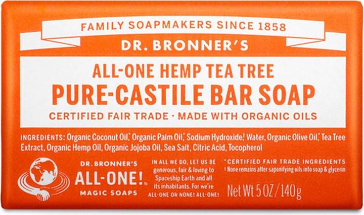 Produktbild Dr. Bronner's Dr Bronner's 3-in-1 Tea Tree Pure Castile Bar Soap 140g (Hartseife)