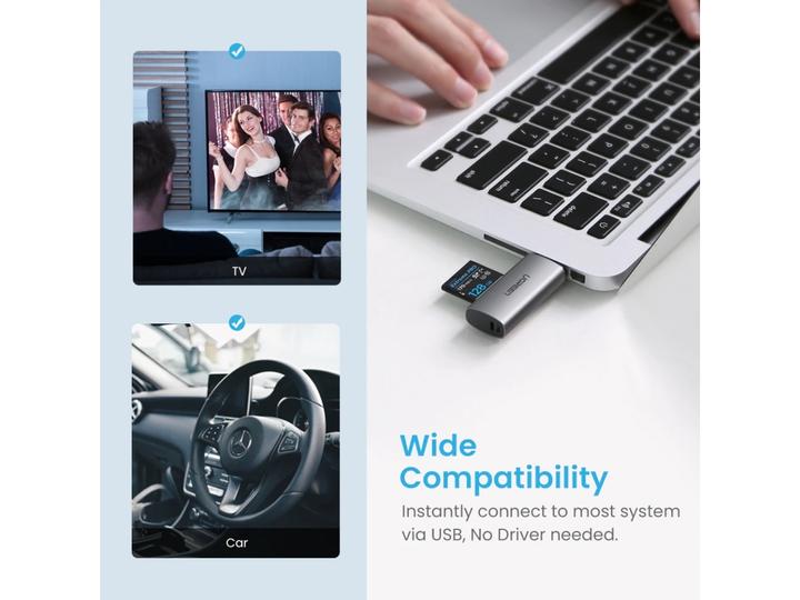 Image du produit Ugreen Adaptateur CM216 SD/TF USB 3.0 (gris)