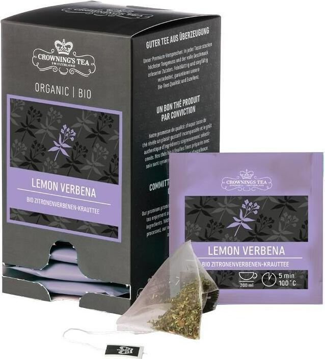 Crownings Tè biologico premium alla verbena e limone, confezione da 15 bustine (2 g)