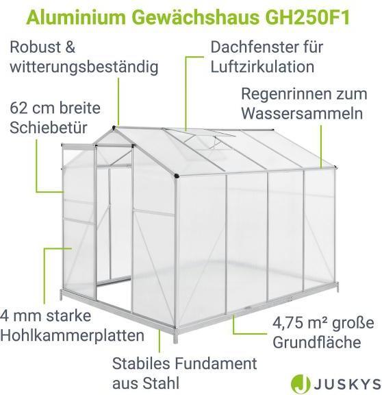 Actual product image Juskys Greenhouse with skylight and foundation