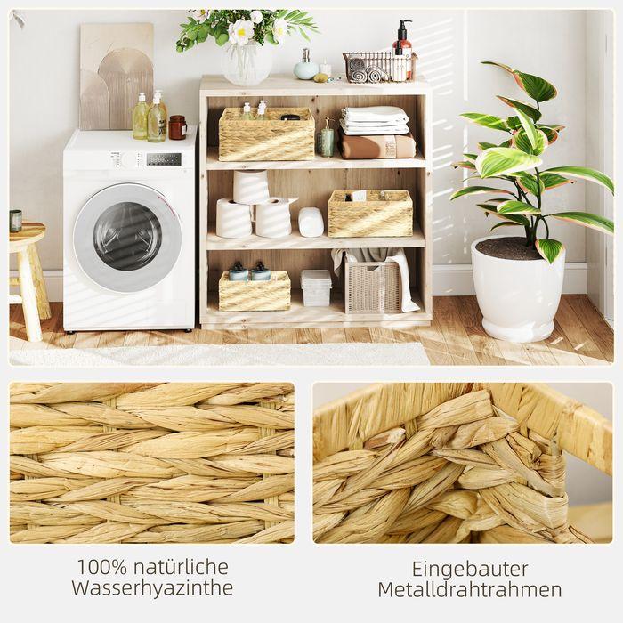 Image du produit Swisshandel24 3er-Set Aufbewahrungskorb, geflochtener Körbe aus Wasserhyazinthe Naturholz (3 x)