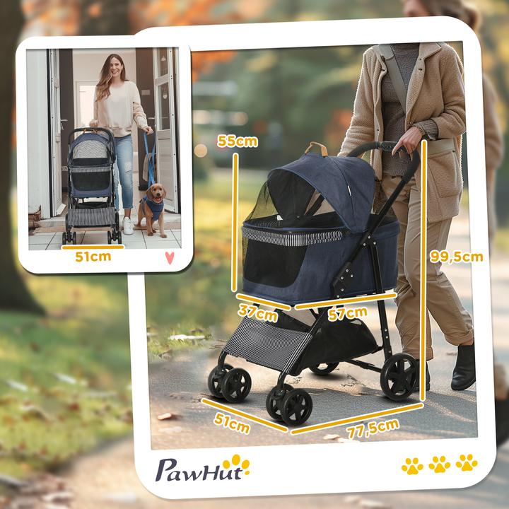Produktbild PawHut Hunde-Buggy für kleine Hunde (Hund, Faltbar, Reflektoren)