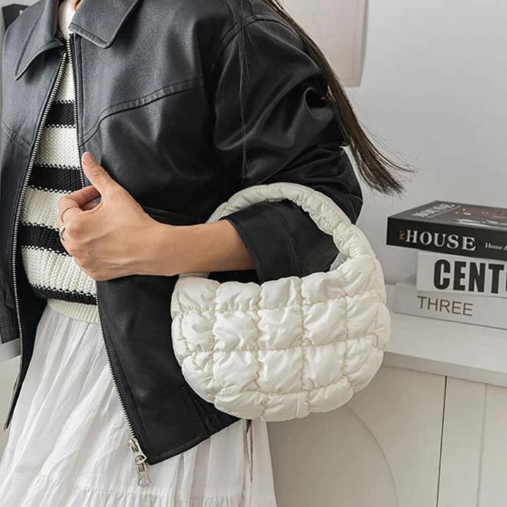 Produktbild Only-Bags.Store Mini-Tasche Gesteppter Kreis Telefon Purpur Elegant Lila Weiches Nylon Gepolstertes