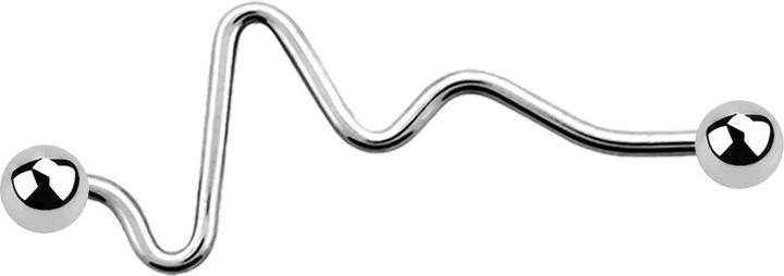 Produktbild Star Piercing Barbell silber Herzschlag mit zwei Kugeln (ohne Messing, Chirurgenstahl 316L)