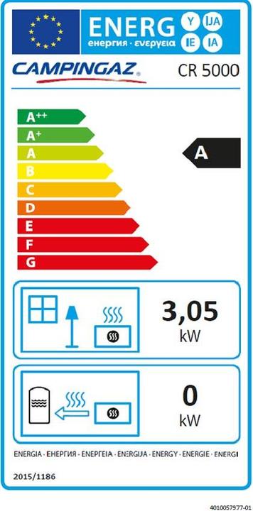 Energy Label Campingaz CR5000 gas heater (3000 W)