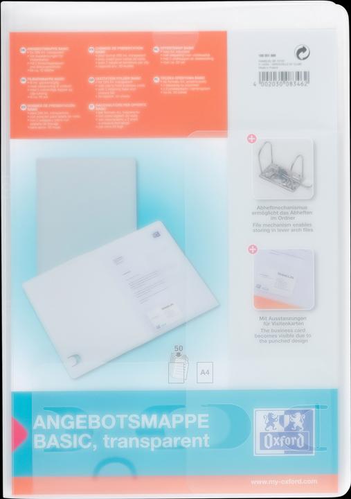 Actual product image Elba image basic offer folder, for DIN A4, colourless for approx. 70 sheets, PP 0.5 mm, filing in folder (A4, 1 x)