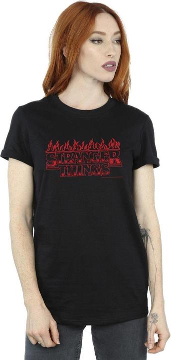 Actual product image Netflix Womens/Ladies Stranger Things Flames Cotton Boyfriend T-Shirt (M)