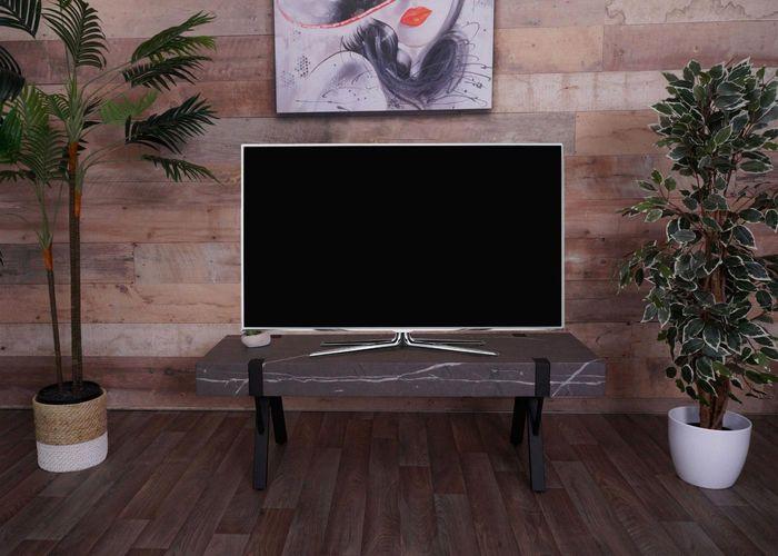 Produktbild Mendler TV-Rack HWC-L54, Metall 42x120x40cm Marmor-Optik grau