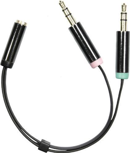 Deltaco Adattatore PC-cuffie 2 x 3,5 mm ha -> 1 (0.10 m, Connettore da 3,5 mm (AUX))