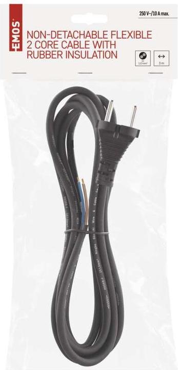 Produktbild Emos Netzkabel Gummi 2x 1mm2, 3m, schwarz (3 m)