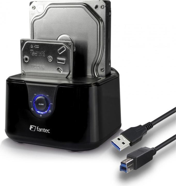 Produktbild Fantec DS-X2U3-Glanz - Bis zu 2x 6,35cm 2,5Zoll und/oder bis zu 8,89cm 2x 3,5Zoll SATA HDD Klon &... (2.5", 3.5")