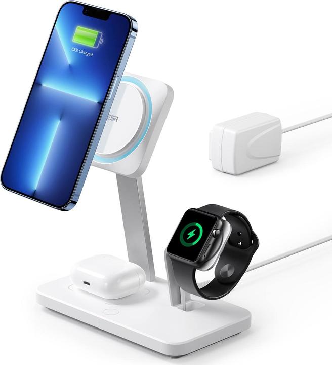 Productafbeelding ESR Draadloze oplader met CryoBoost, 3in1 Magsafe, Wit (15 W)