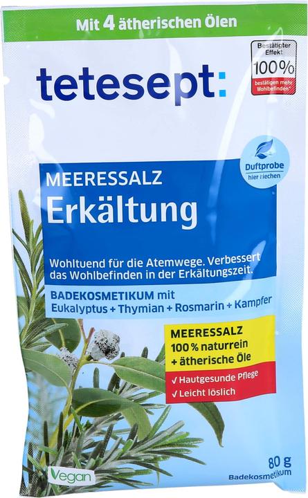 Tetesept Meeressalz Erkältung, 80 g Salz (Badesalz)