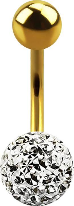 Actual product image Star Piercing Banana gold-plated with ball and crystal ball silver epoxy protective layer (Titanium G23, without brass)
