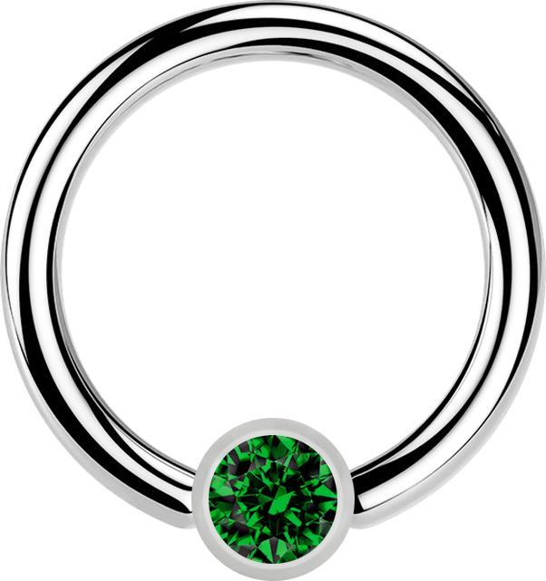 Produktbild Star Piercing Micro Ball Closure Ring silber und Kristall grün (ohne Messing, Chirurgenstahl 316L)