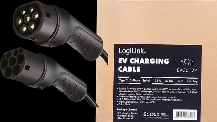 Produktbild LogiLink E-Auto-Ladekabel (Typ 2, 22 kW, 32 A, 5 m)