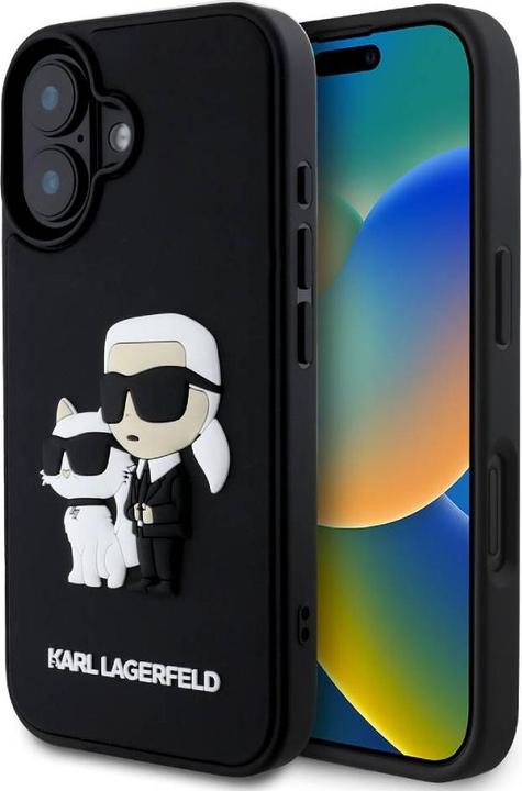Karl Lagerfeld 3D Rubber Karl and Choupette Case for iPhone 16 Black (Apple iPhone 16)